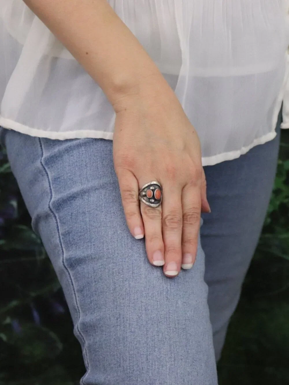 Sterling Silver Coral Ring Size 5 1/2 Woman Teen Children's Pinky - Picture 3 of 6